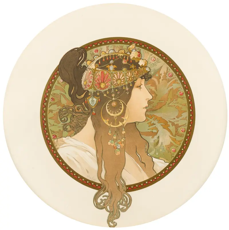 Têtes Byzantines (Brunette), 1897 – nr 2 av Alphonse Mucha