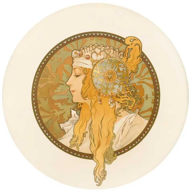Byzantinische Köpfe (Blond), 1897 – Nr. 1 von Alphonse Mucha