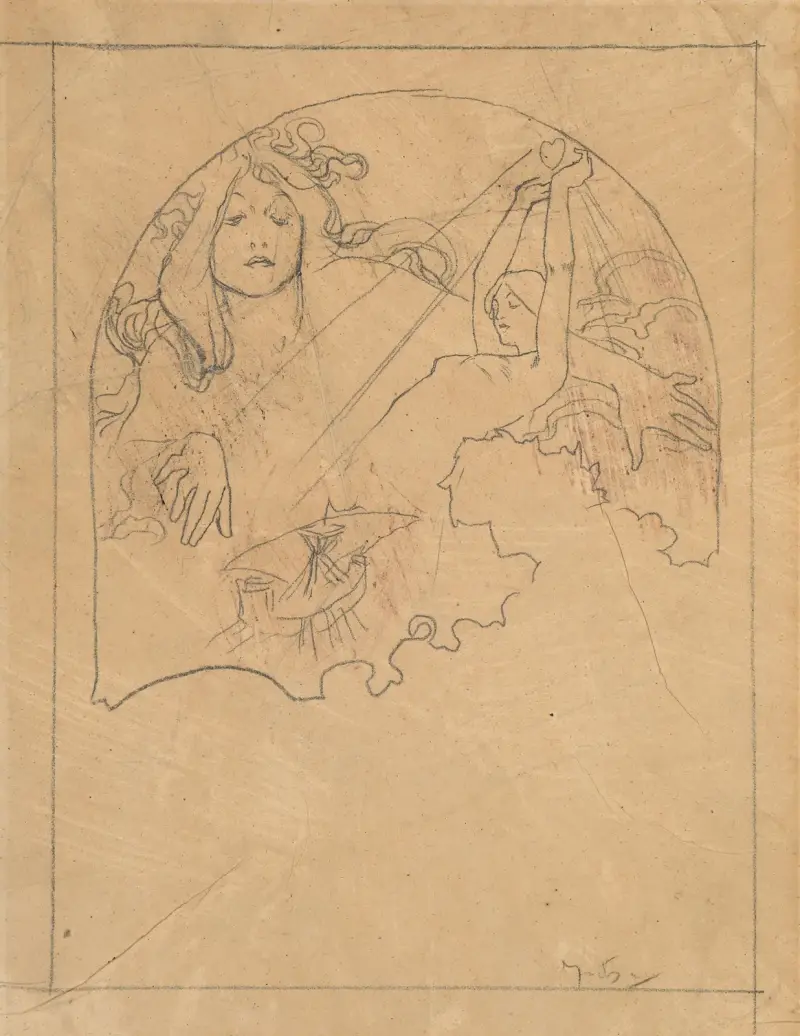 Dwie kobiece postacie, Alphonse Mucha