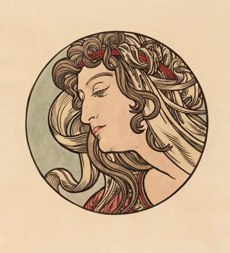Glasmålning för fasaden till butiken Fouquet – nr 3 av Alphonse Mucha