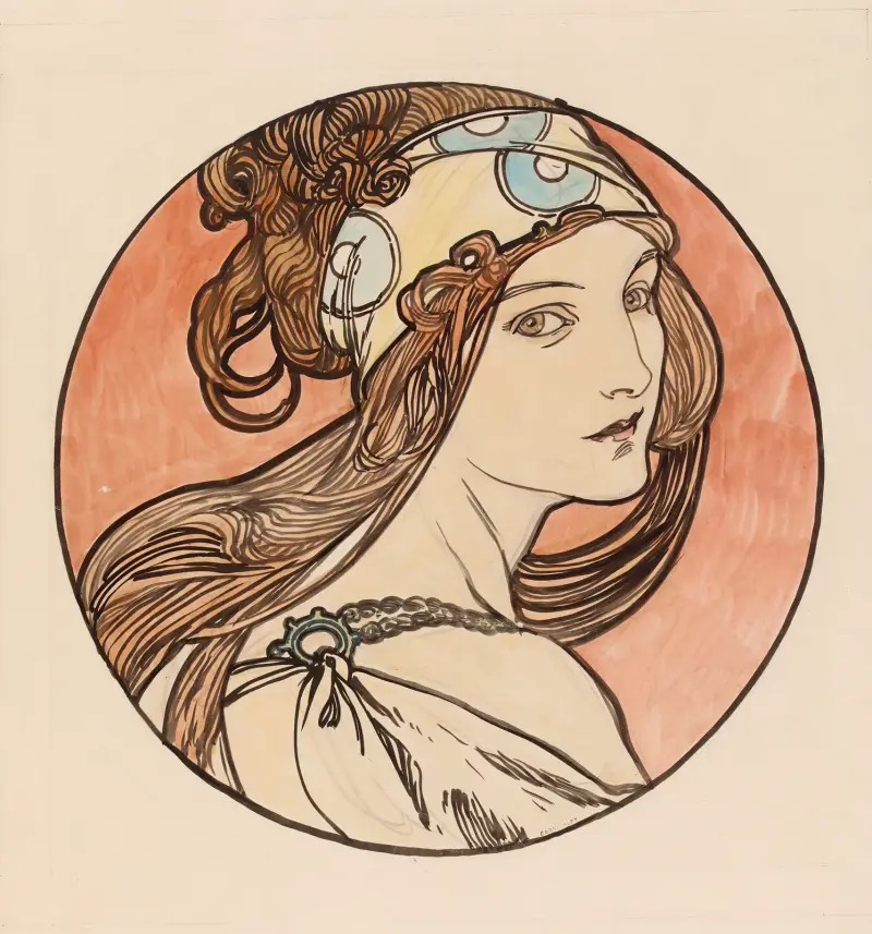 Glasgemälde für die Fassade des Geschäfts Fouquet – Nr. 5 von Alphonse Mucha