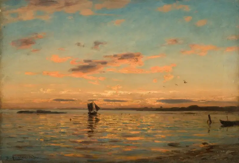 Aftonstämning, Kristianiafjorden av Amaldus Nielsen