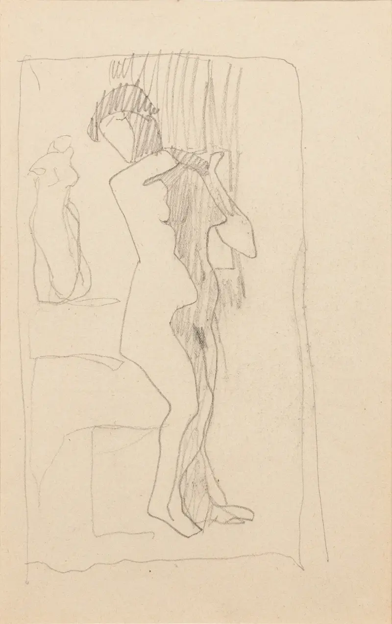Stehende nackte Frau im Dreiviertelprofil nach rechts, 1905 – Nr. 1 von Amedeo Modigliani