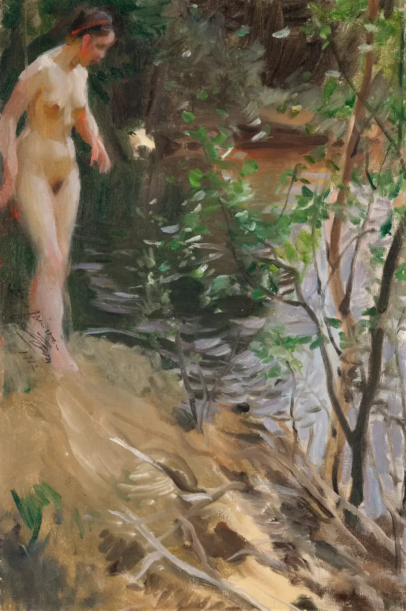 Modelka na brzegu, Anders Zorn