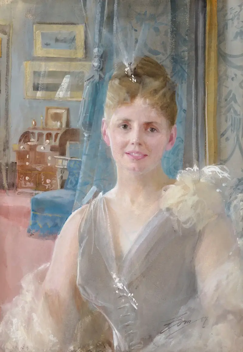 Porträt von Edith Palgrave Edward in ihrer Londoner Wohnung von Anders Zorn