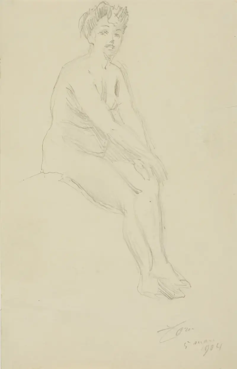 Sittande naken kvinna av Anders Zorn