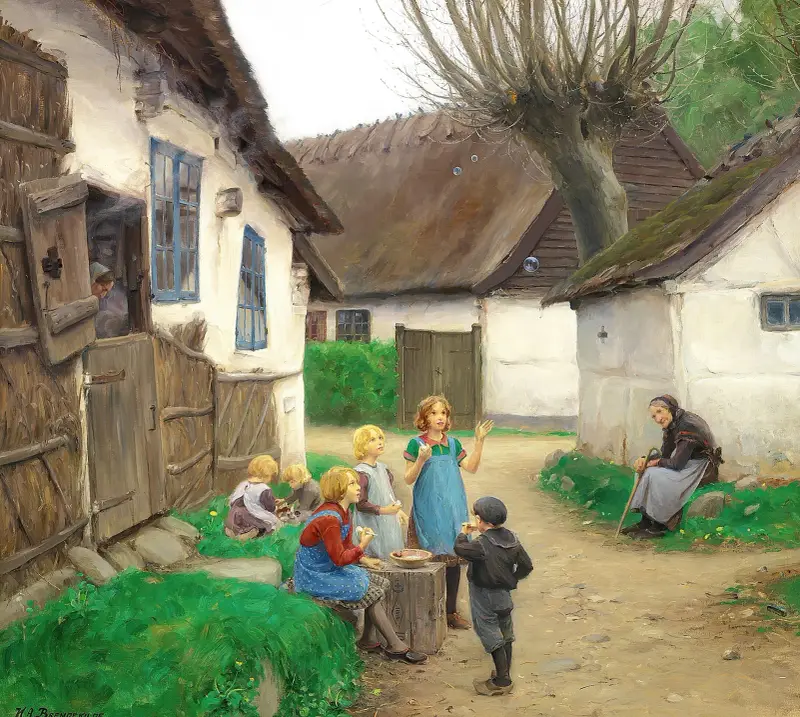 Barn som blåser såpbubblor av Hans Andersen Brendekilde