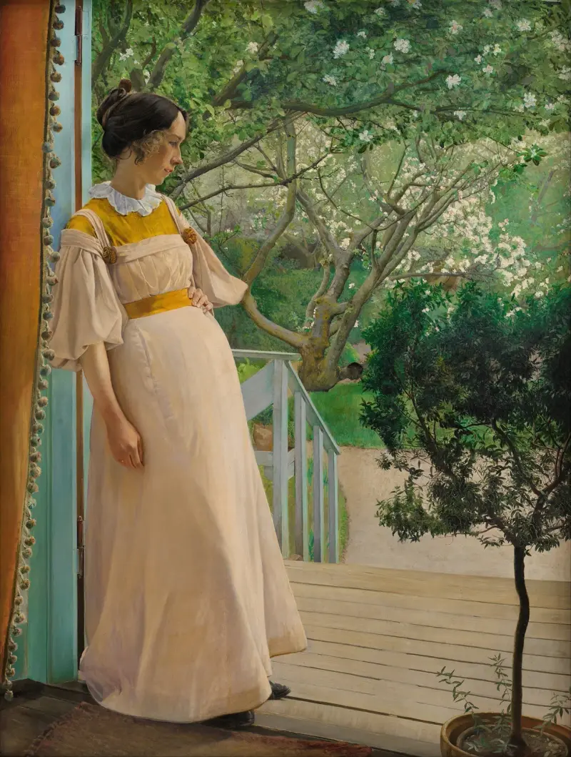 Vid de franska fönstren. Konstnärens hustru av Laurits Andersen Ring