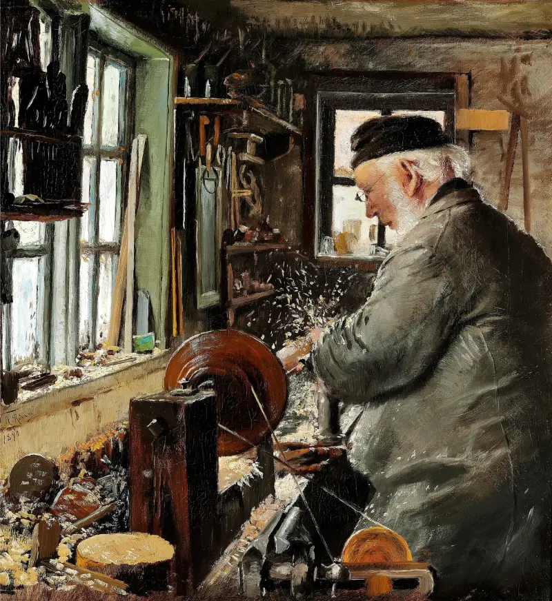 En Drejer ved sin Drejebænk av Laurits Andersen Ring