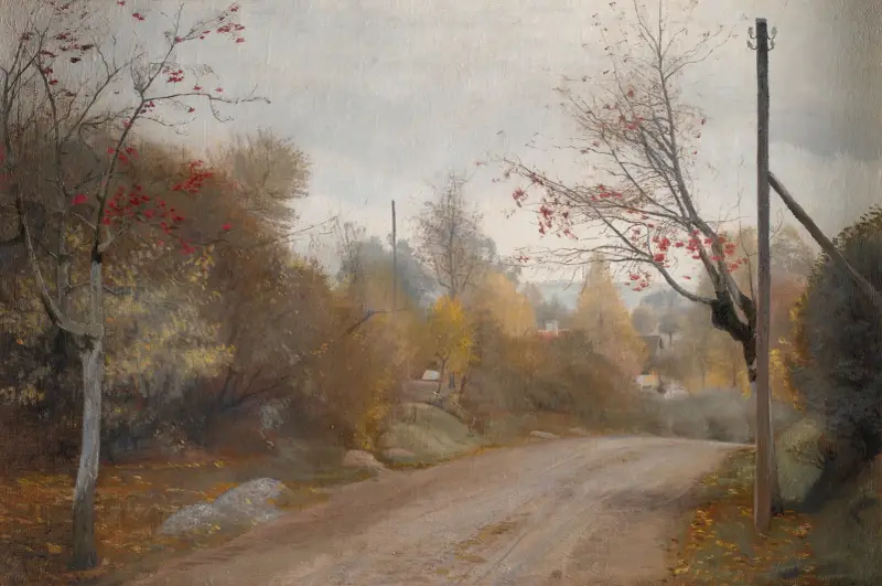 Vägen vid Mogenstrup, Själland. Höst av Laurits Andersen Ring