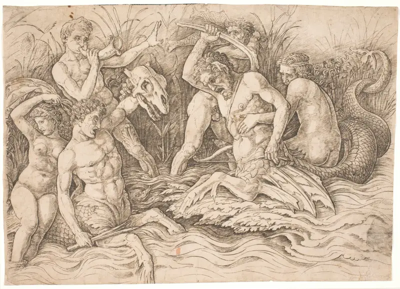 Havgudernes kamp, højre halvdel av Andrea Mantegna