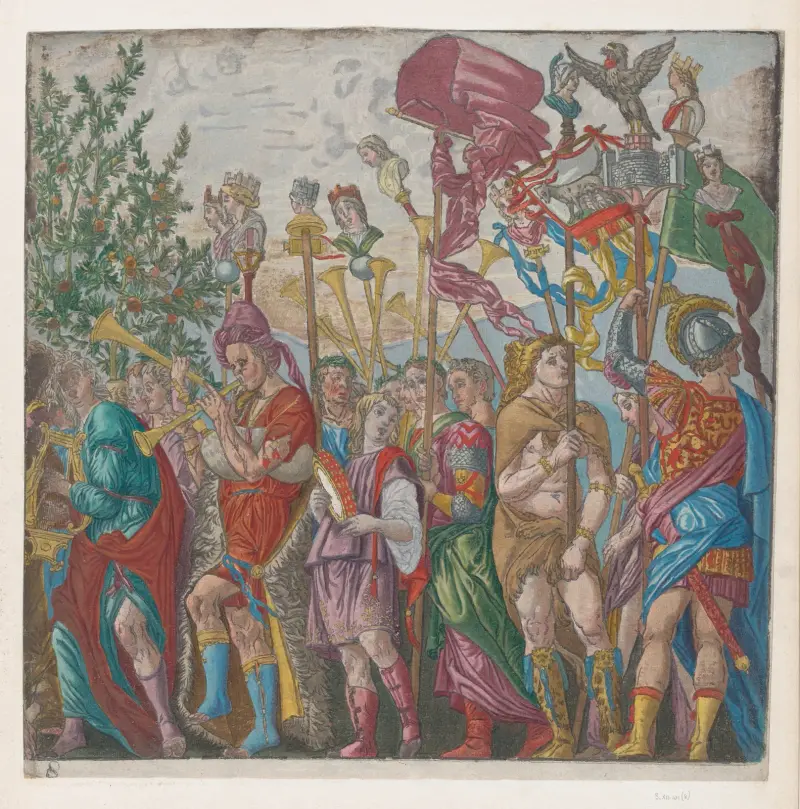 Prozession von Musikern und anderen mit Bannern von Andrea Mantegna