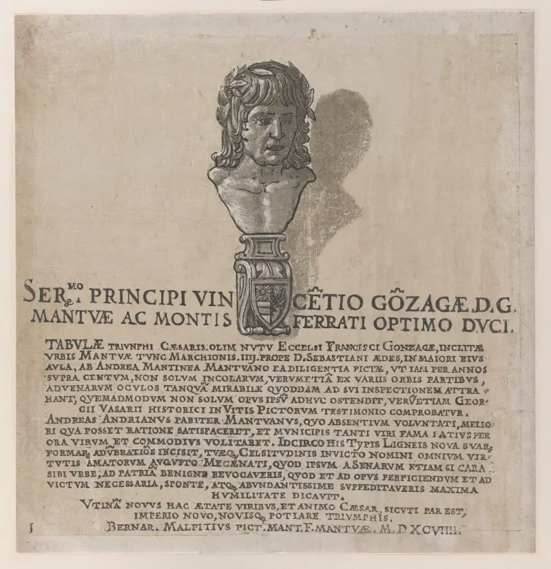 Titelblad, ur Julius Caesars triumf av Andrea Mantegna