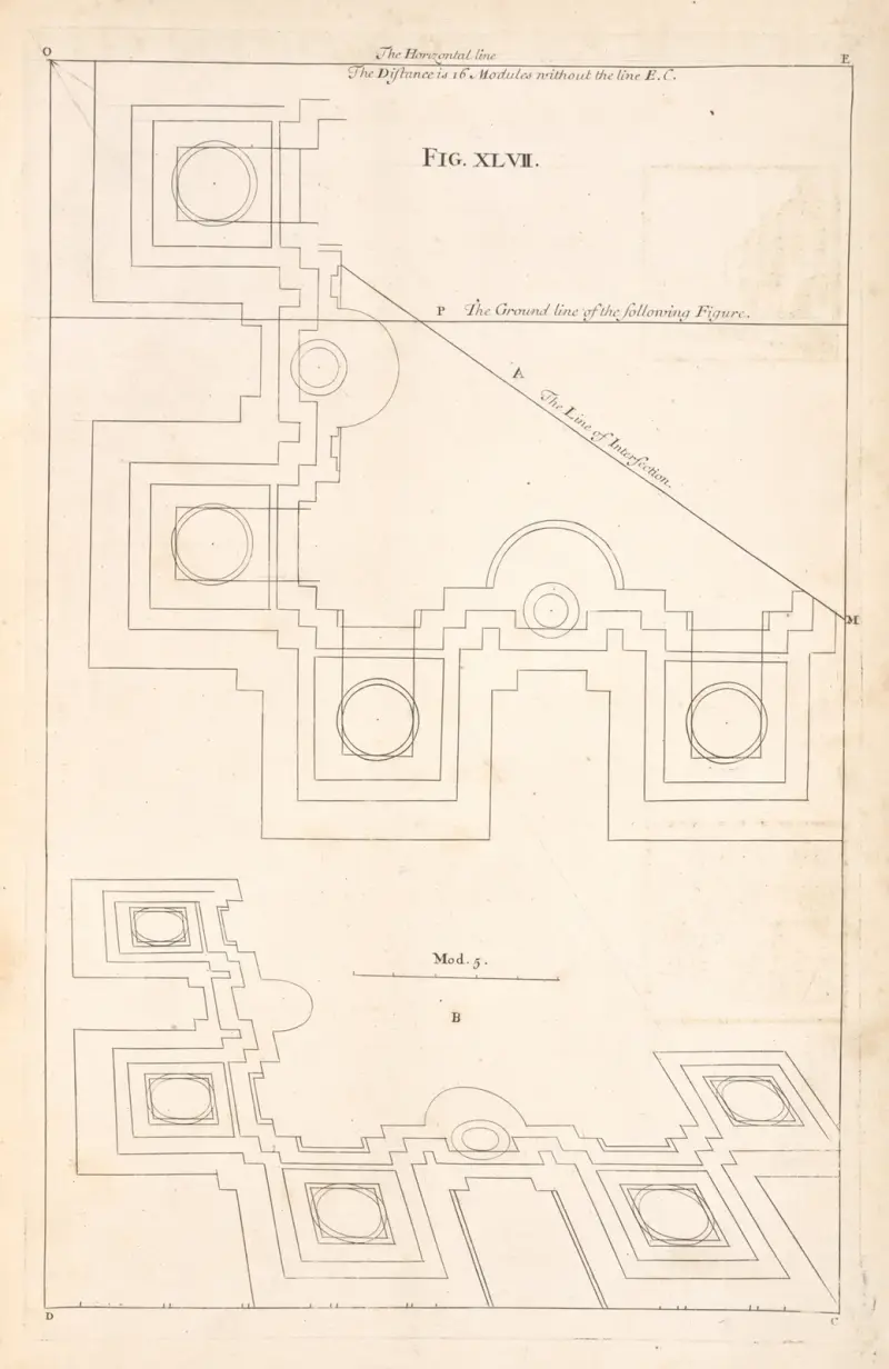 Plan eines ionischen Gebäudes von Andrea Pozzo