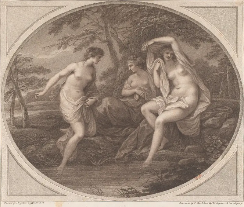 Nymphs after Bathing av Angelica Kauffmann