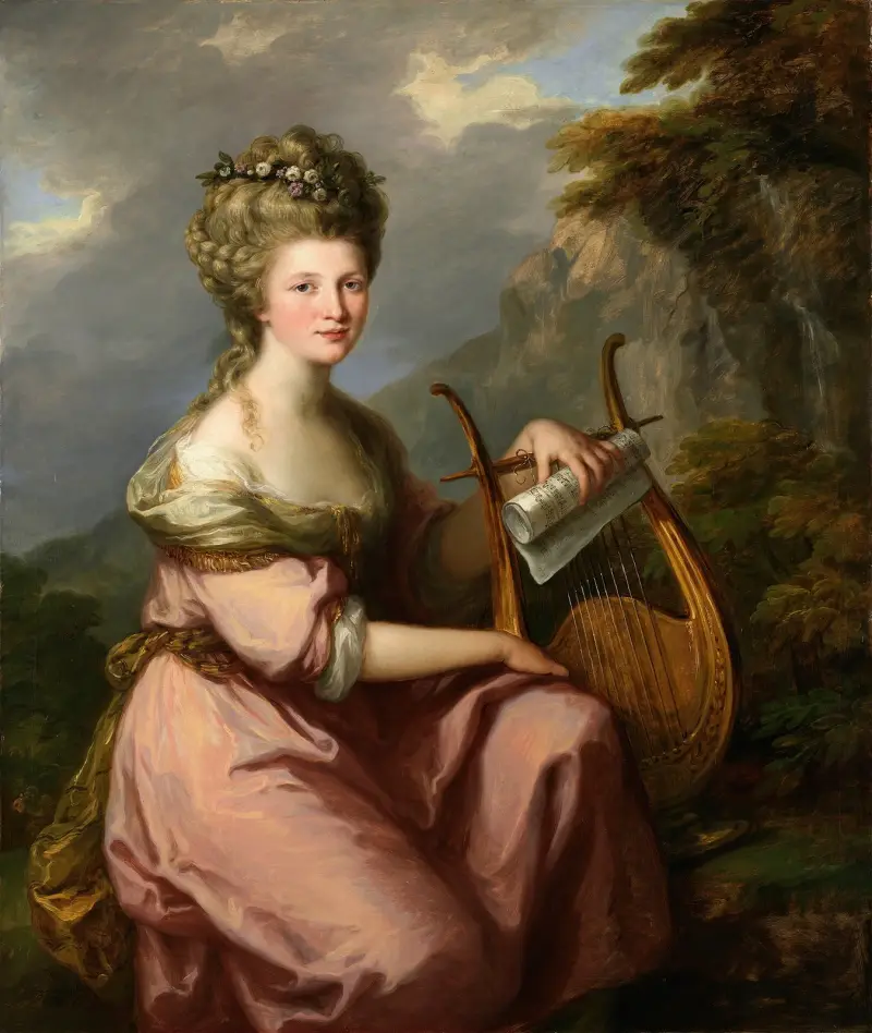 Porträtt av Sarah Harrop (Mrs. Bates) som musa av Angelica Kauffmann