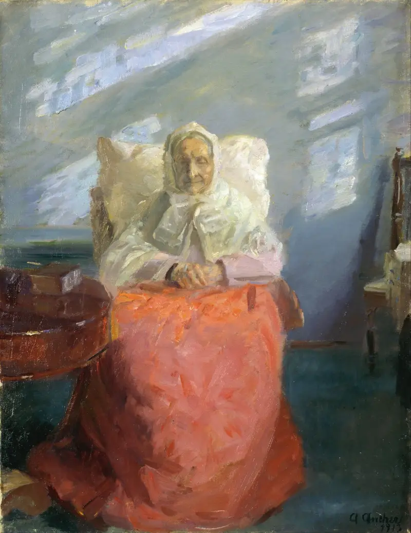 Frau Ane Brøndum im blauen Zimmer von Anna Ancher