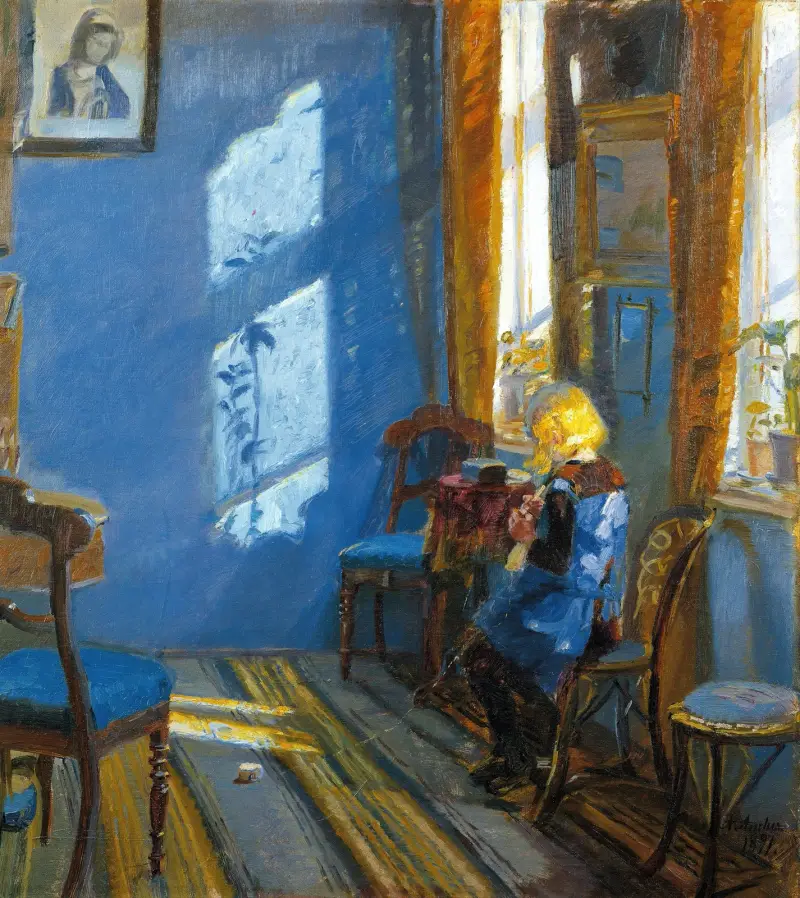 Sunlight in the blue room av Anna Ancher