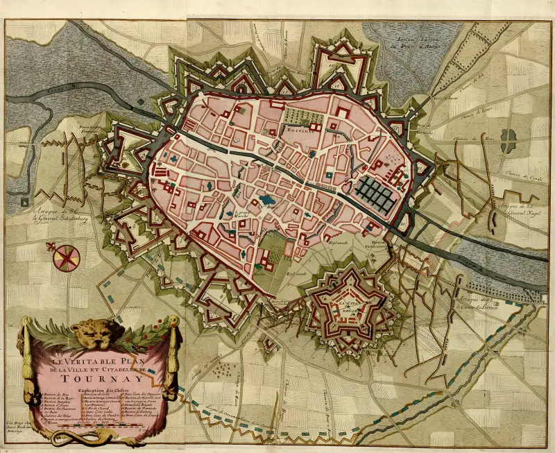 Sann plan över staden och citadellet i Tournai av Anna Beek