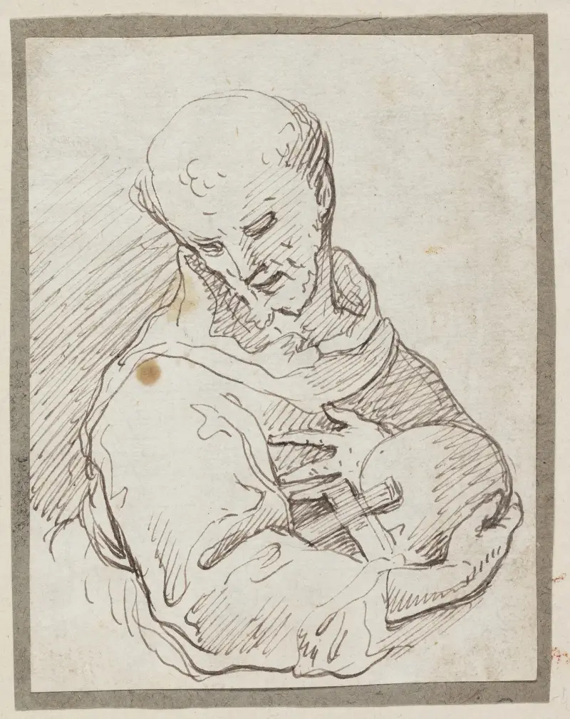 Der heilige Franziskus von Assisi mit Kreuz und Totenschädel von Annibale Carracci