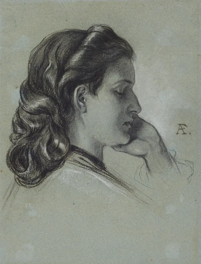 Porträtt av ung kvinna i profil av Anselm Feuerbach