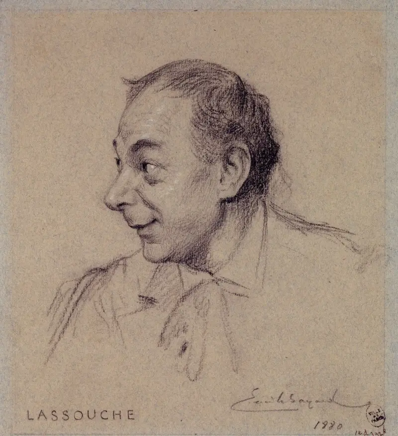 Porträtt av Lassouche, skådespelare vid Palais-Royal av Émile-Antoine Bayard