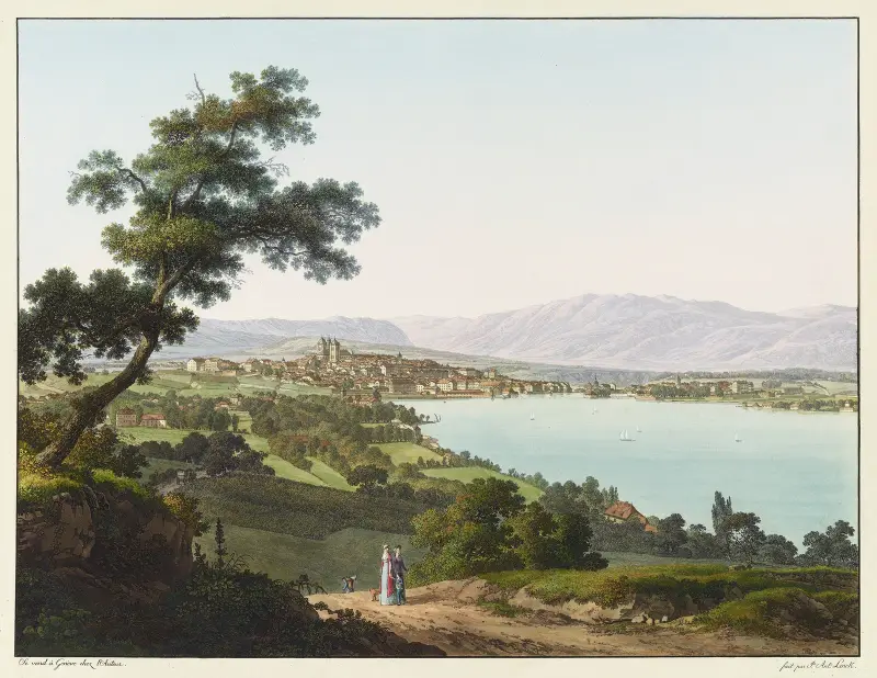 Vy över Genève, från Cologny av Jean-Antoine Linck