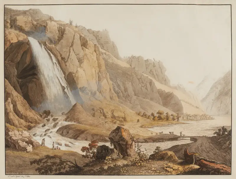 Vue de la Cascade de Pissevache – nr 1 av Jean-Antoine Linck