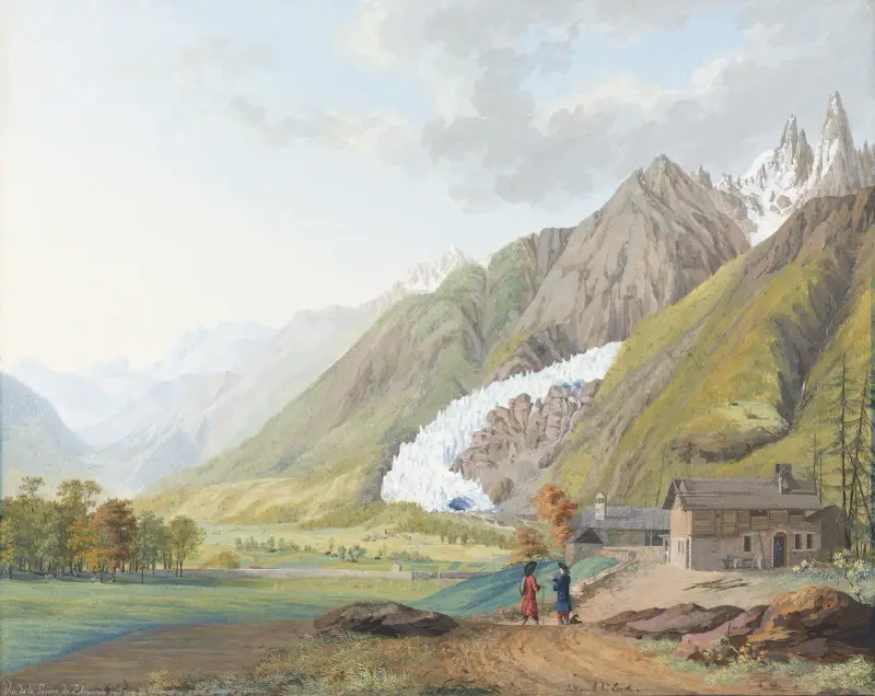 Ansicht der Quelle des Arveron bei Chamouny, nach der Natur gemalt von Jean-Antoine Linck