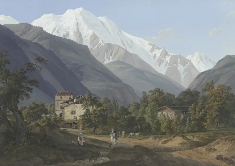 Blick auf St. Gervais, die Aiguille Blanche und den Bonhomme von Jean-Antoine Linck