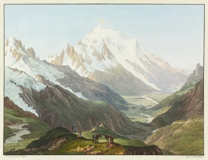 Utsikt över Mont Blanc från toppen av Col de Balme av Jean-Antoine Linck