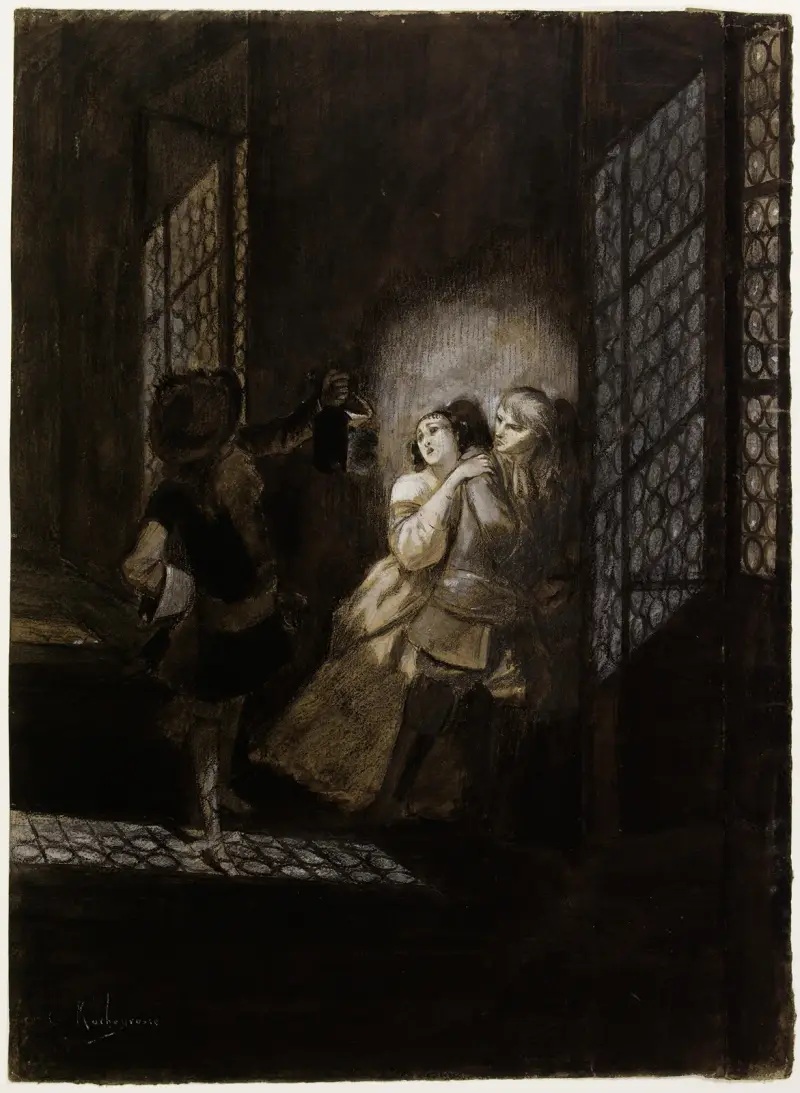 Ethel och Ordener överraskade av löjtnant d'Ahlefeld av Georges Antoine Rochegrosse
