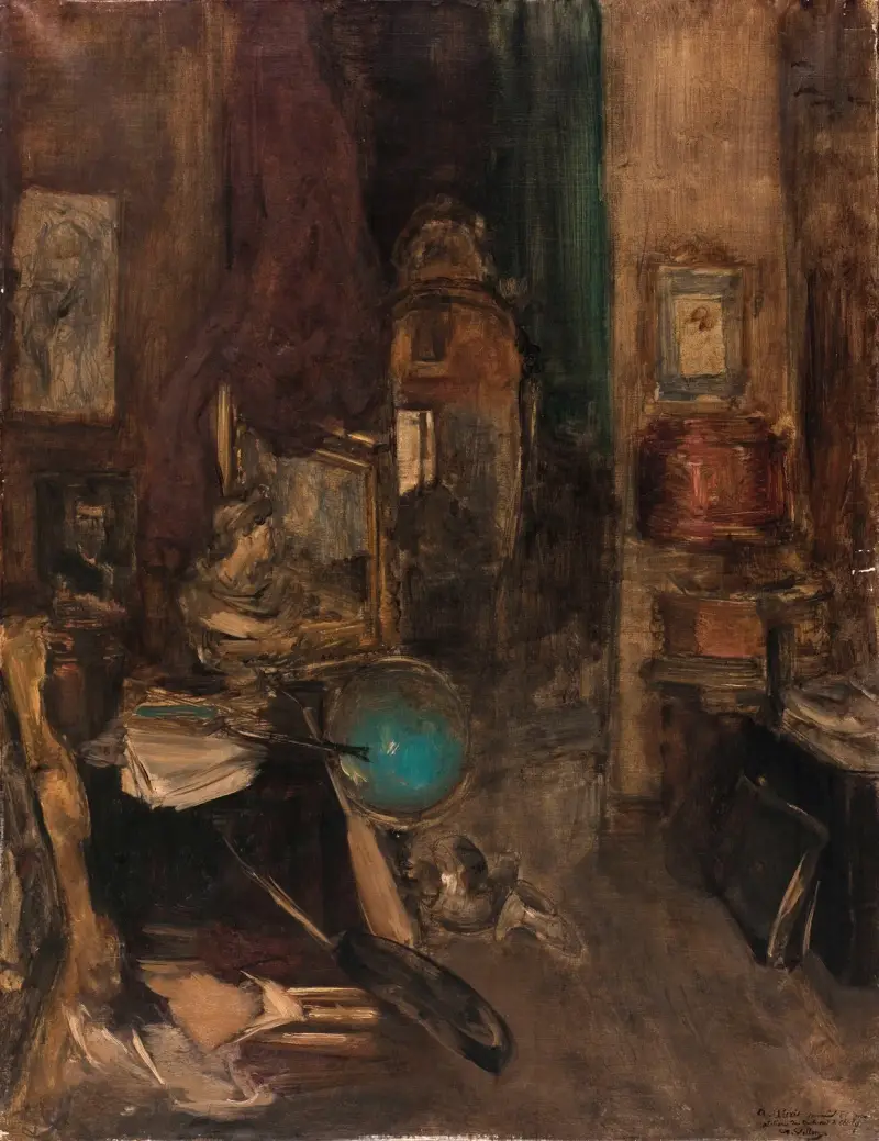 Ateljéhörna, boulevard de Clichy av Antoine Vollon