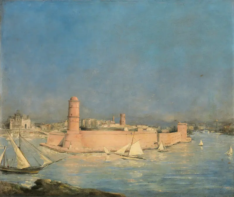 Marseilles hamn med fyr av Antoine Vollon
