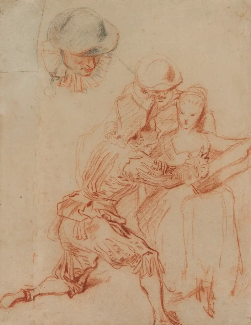 Study for “The Romancer” (Le Conteur) av Jean-Antoine Watteau