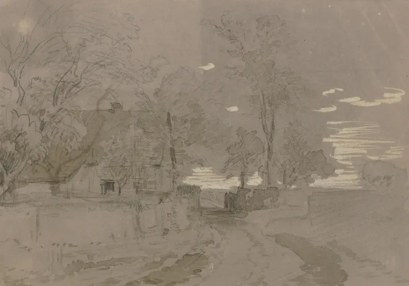 Farmstead at the road av Anton Burger
