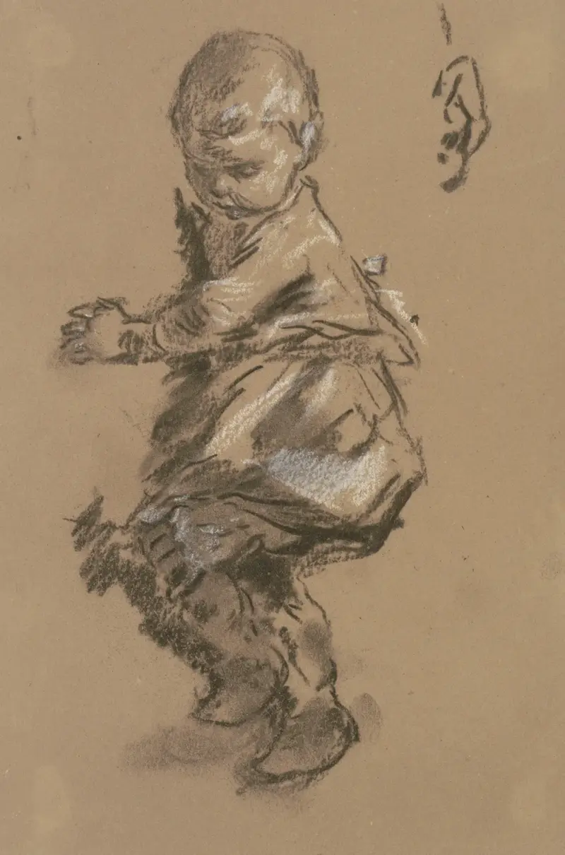 Kleines Kind auf dem Arm der Mutter av Anton Burger