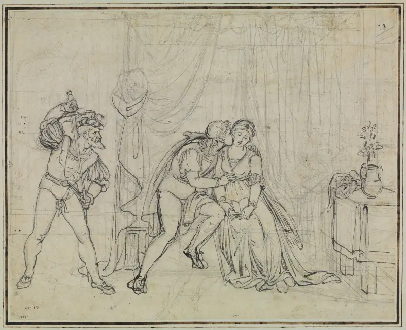 Francesca och Paolo av Malatesta överraskas (Dante, Inferno, Canto 5, v. 100) av Joseph Anton Koch