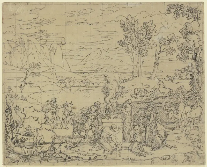 Landschaft mit dem Dankopfer Noahs von Joseph Anton Koch