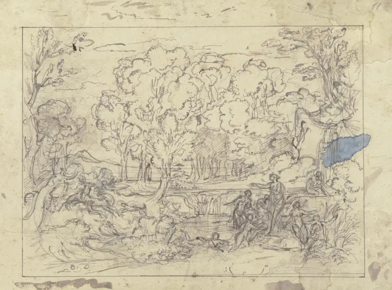 Landschaft mit Diana und Aktäon, 1832 – nr 2 av Joseph Anton Koch