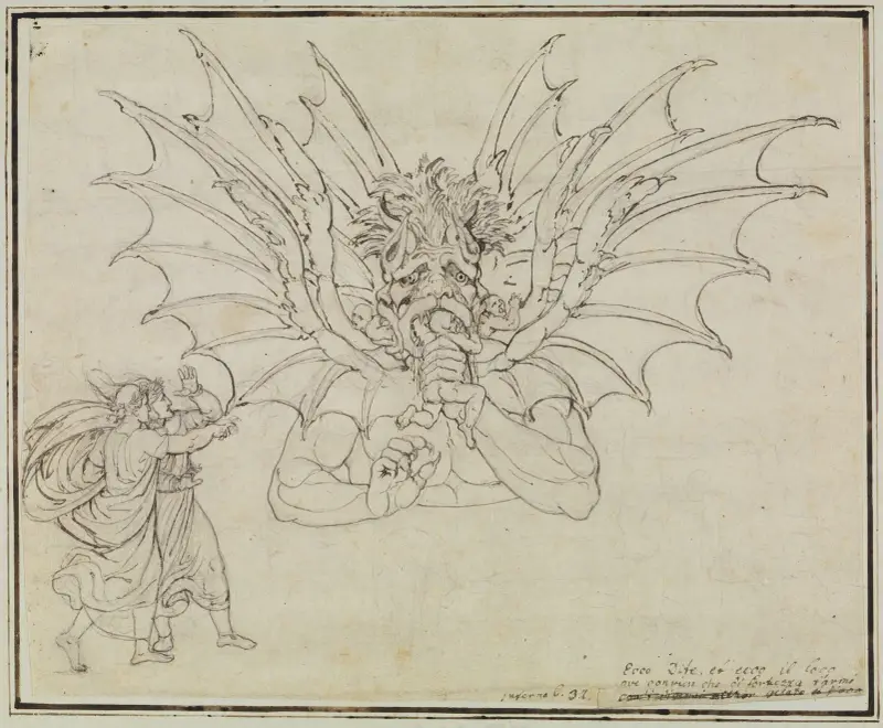 Lucyfer (Dante Piekło, Pieśń 34, w. 37), Joseph Anton Koch