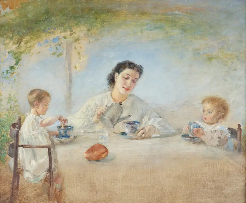 Konstnärens familj vid frukosten av Anton Romako