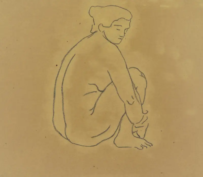 Kvinna hukande på golvet av Aristide Maillol