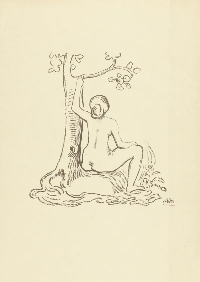 Naga kobieta siedząca przy drzewie, Aristide Maillol