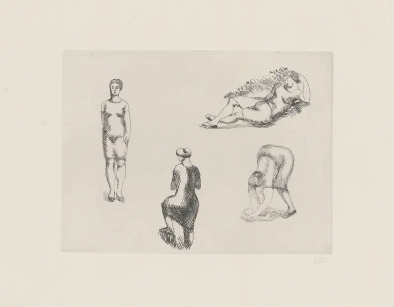 Blatt mit vier Skizzen von Aristide Maillol