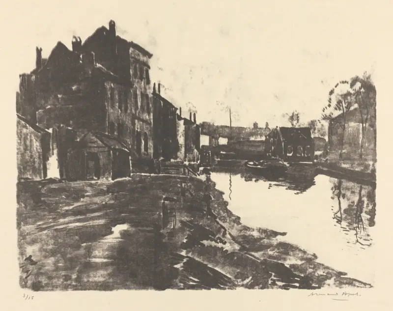 Stadsvy med kanal av Armand Apol