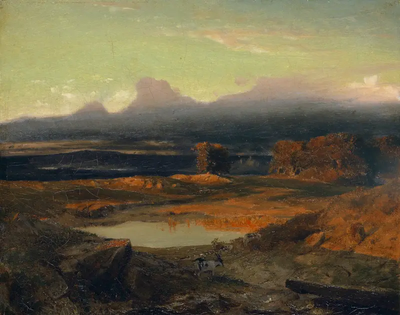 Krajina při západu slunce, 1849, Arnold Böcklin