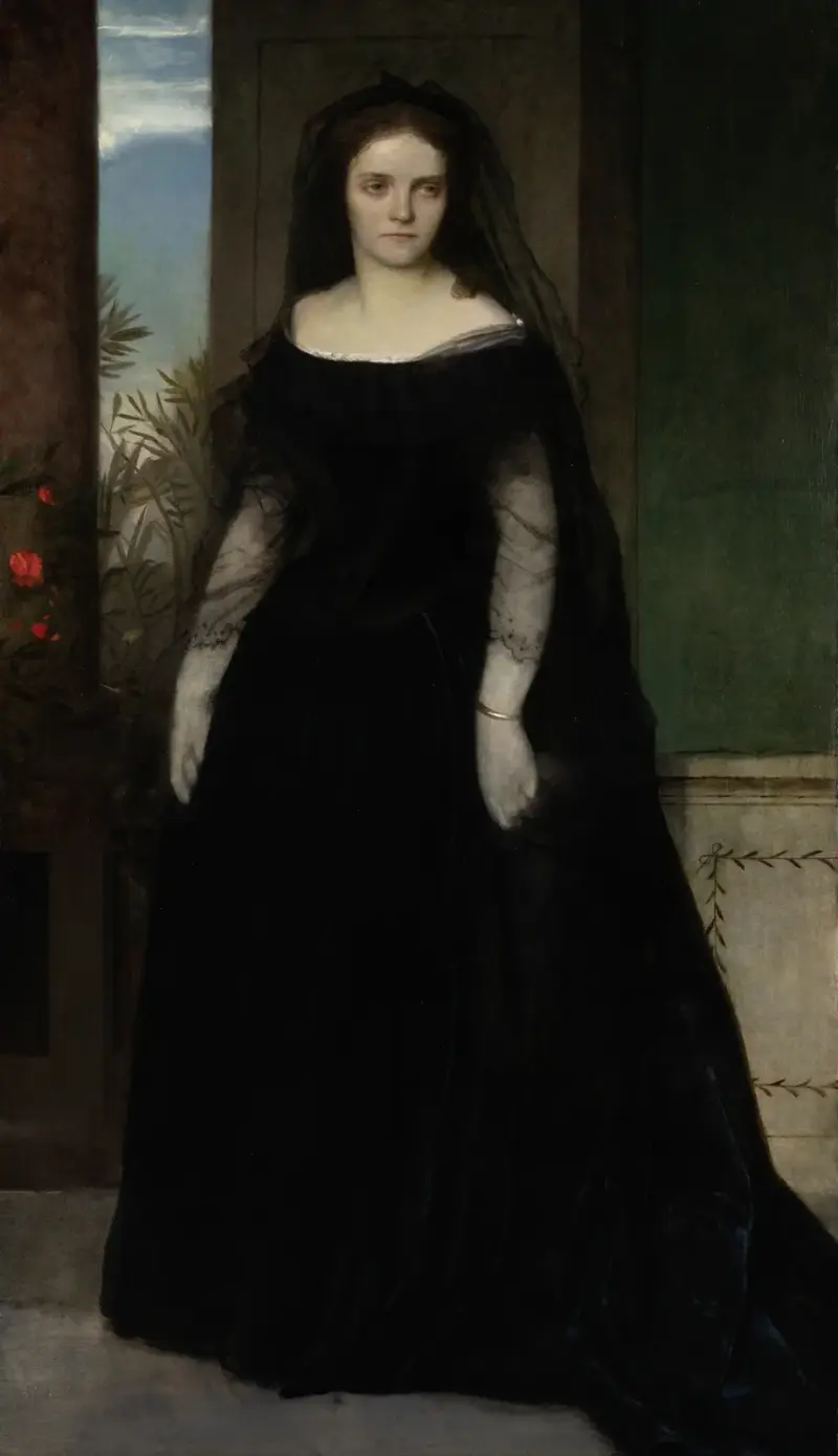 Porträtt av skådespelerskan Fanny Janauschek av Arnold Böcklin