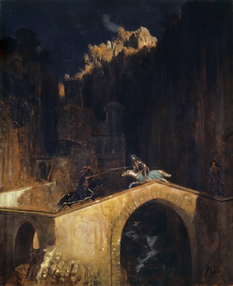 The Fight on the Bridge av Arnold Böcklin