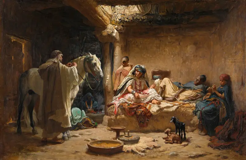 Interiér v Biskře, Frederick Arthur Bridgman